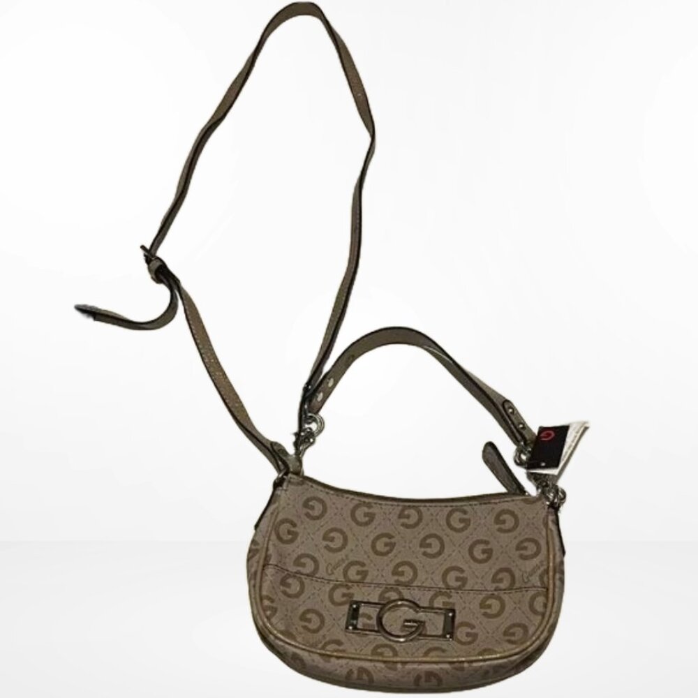 G by Guess Tan Mini Bag with Logo Pattern